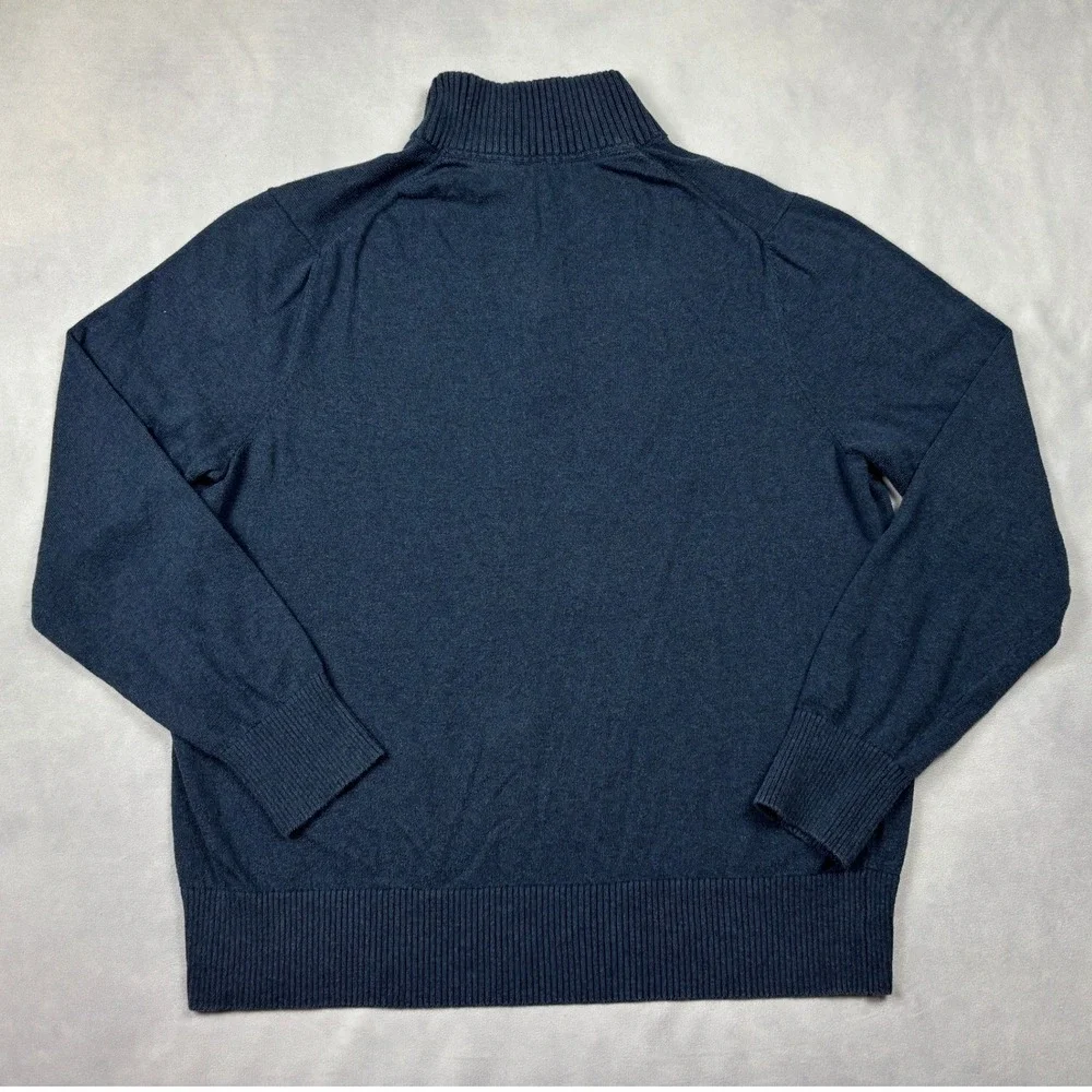Eddie Bauer Mens Blue Cotton Cashmere Quarter Zip Sweater‎ Large 14003804